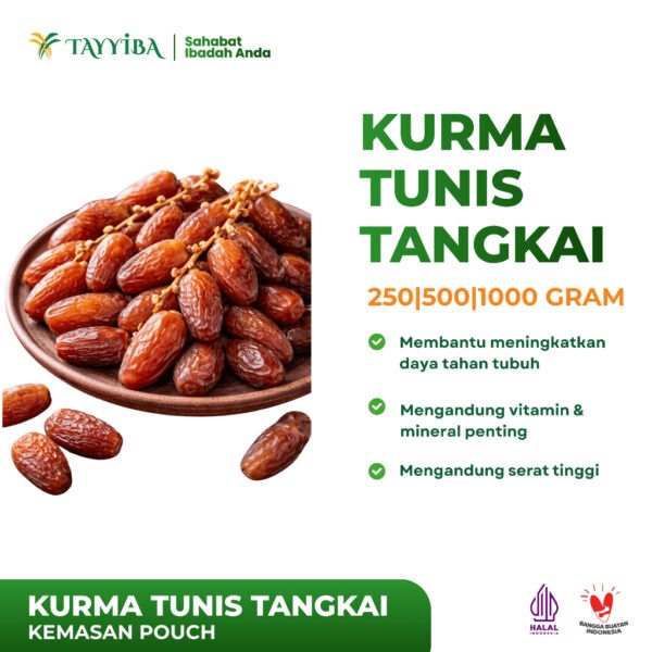 Kurma Tunis Tangkai Premium 250gr, 500gr & 1kg – Kurma Manis Alami Tinggi Serat